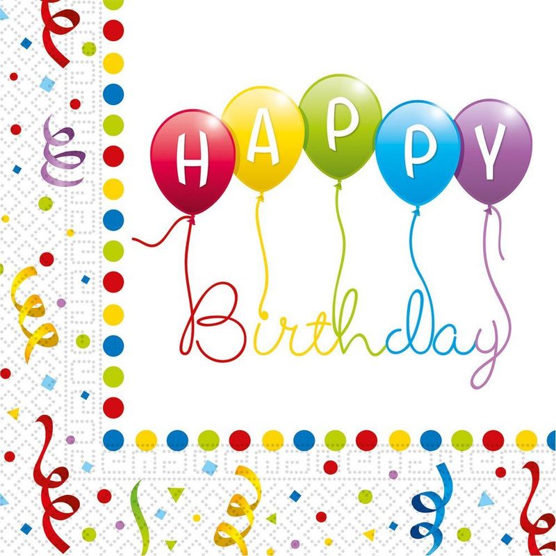 Servietter Happy Birthday 33x33cm 20stk