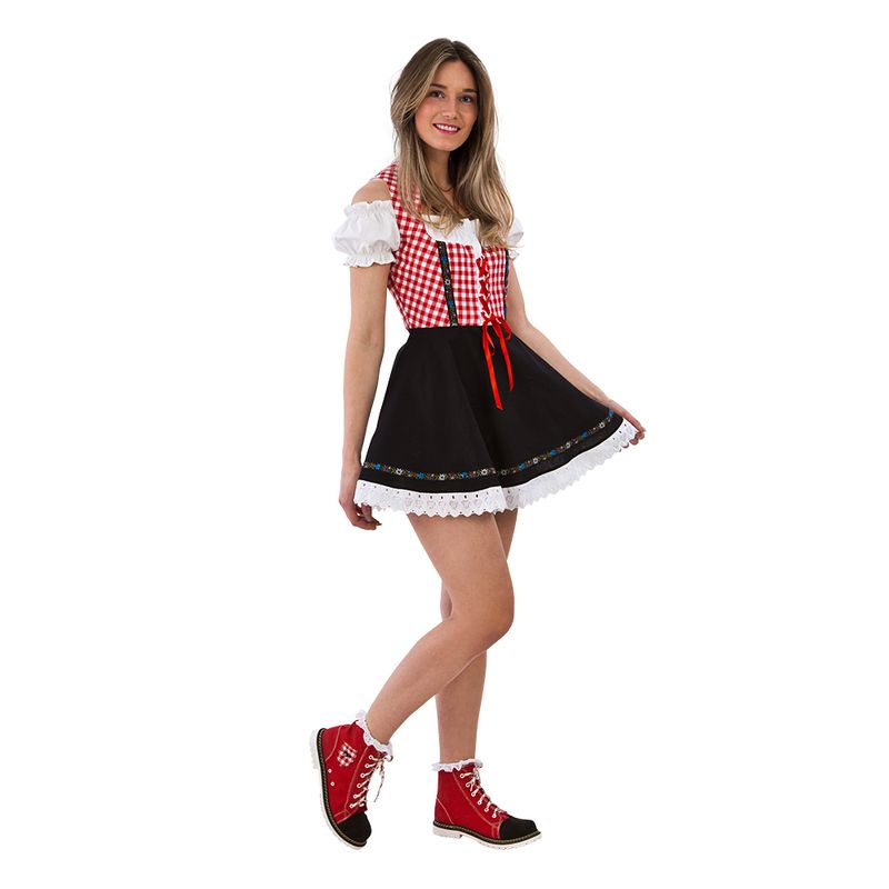 Kostyme Dirndl dame rød ruter, 40