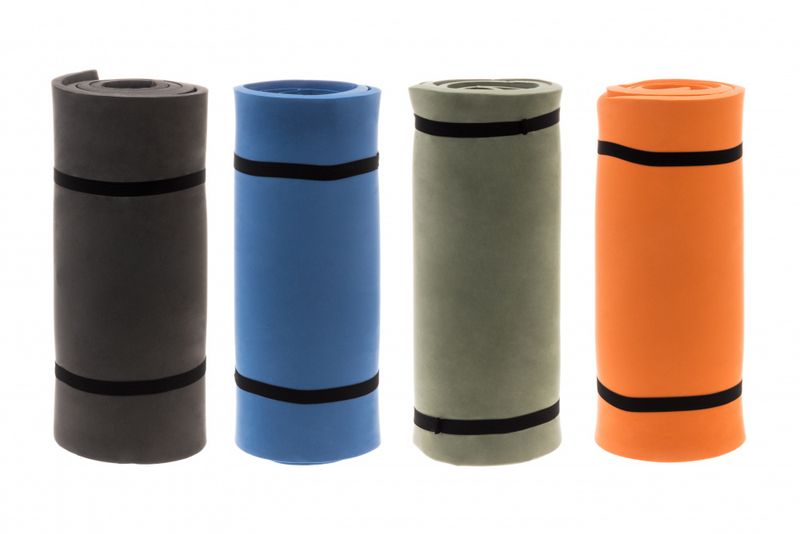 Liggeunderlag for camping og tur. 180x50x1cm. 4 ass farger