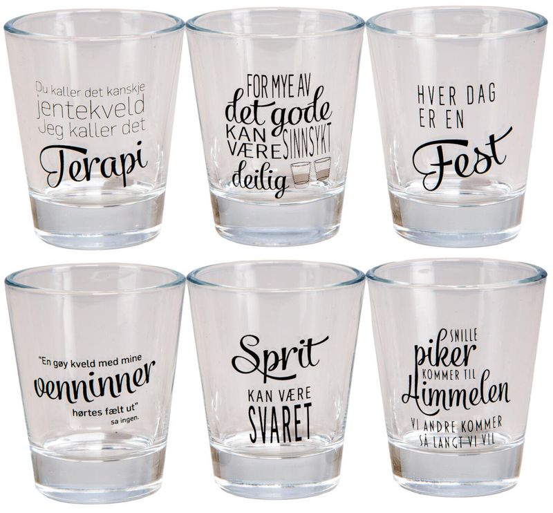 Shotglass med jente-tekster