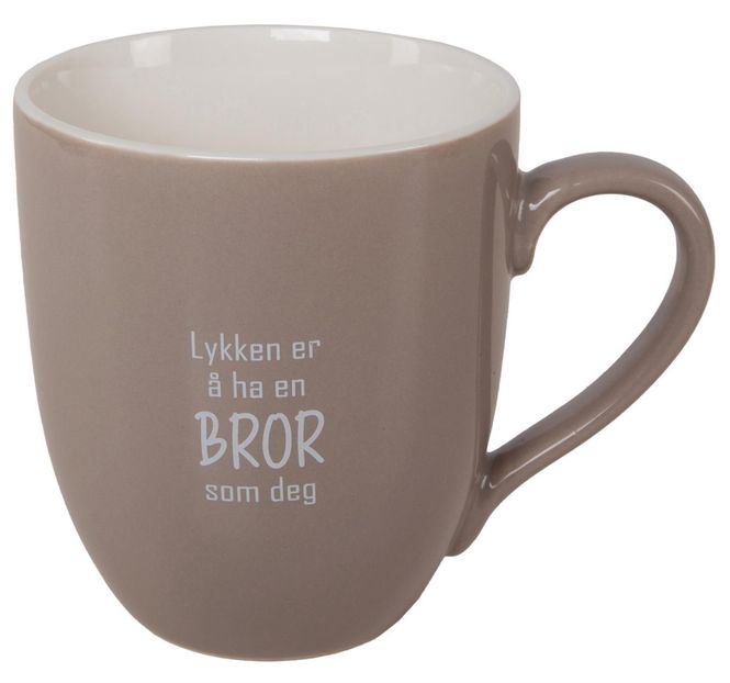 Hovedbilde Krus Lykken...bror beige m/hvit tekst