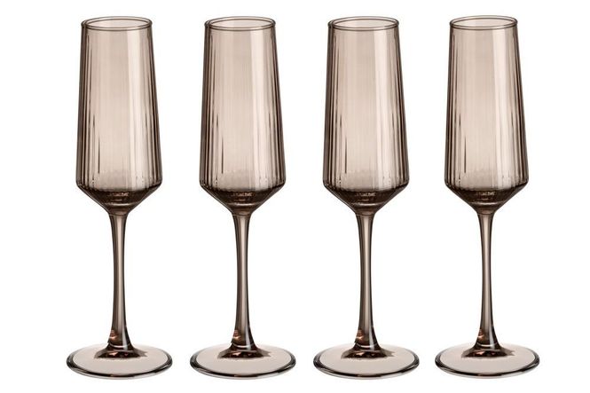 Hovedbilde Maku Champagneglass rillet 22cl 4pk brun