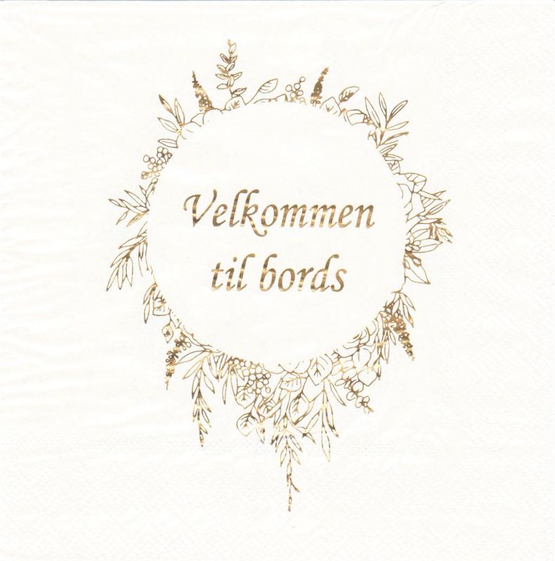 Serviett lunsj Gull Velkommen 20 stk