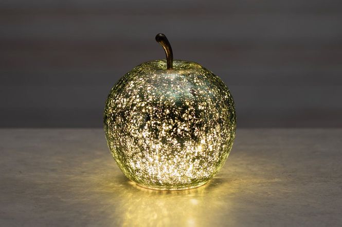 Hovedbilde Glass eple grønn LED-lys 16cm