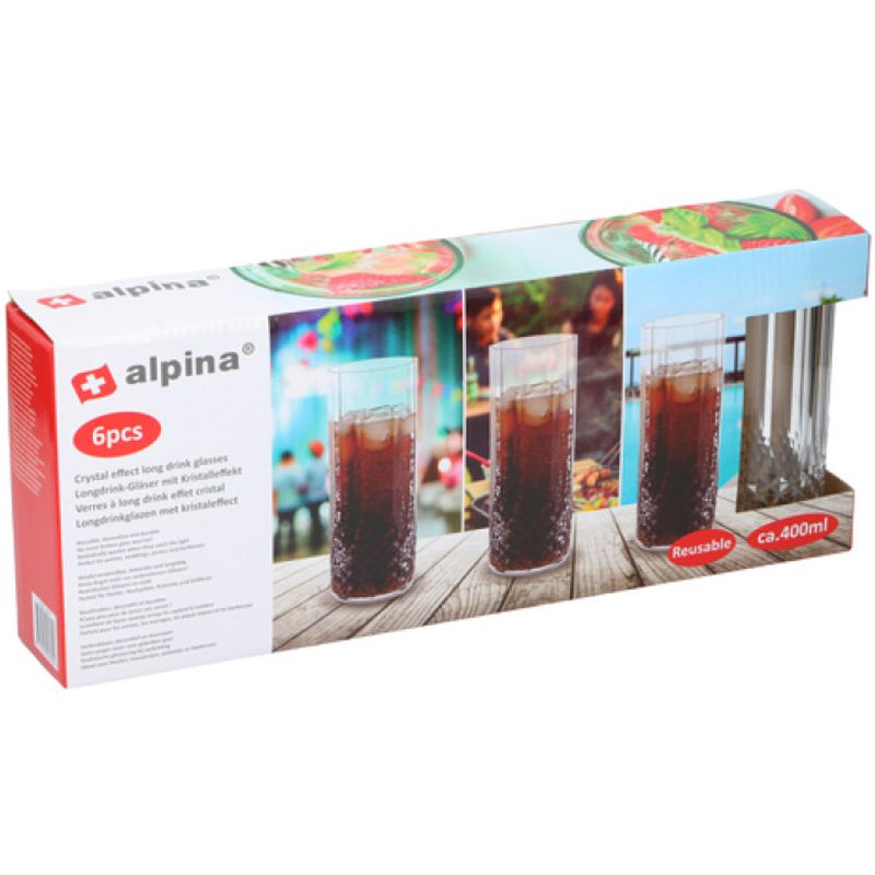 Long drink glass i plast 6pk