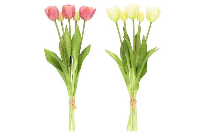 Hovedbilde Tulipan bukett 39cm 2ass hvit/rosa