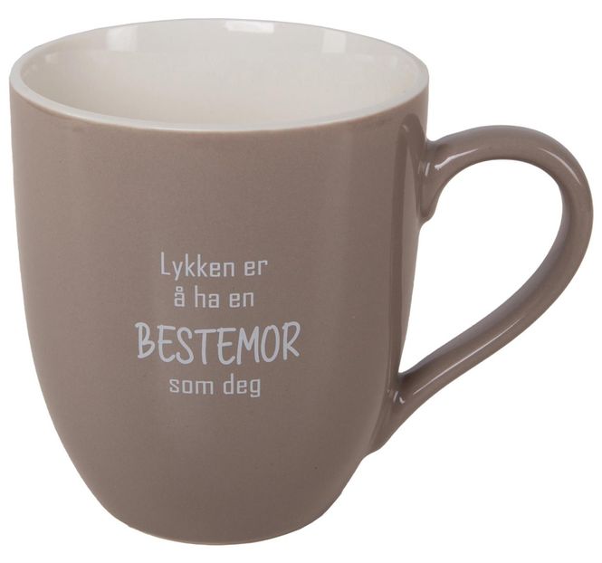 Hovedbilde Krus Lykken...bestemor beige m/hvit tekst