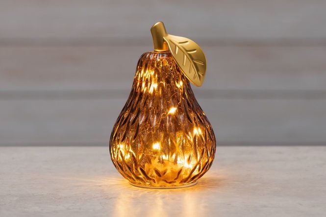 Hovedbilde Glass pære brun m LED-lys 18cm