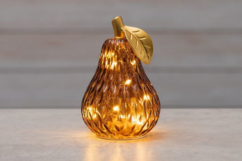 Glass pære brun m LED-lys 18cm
