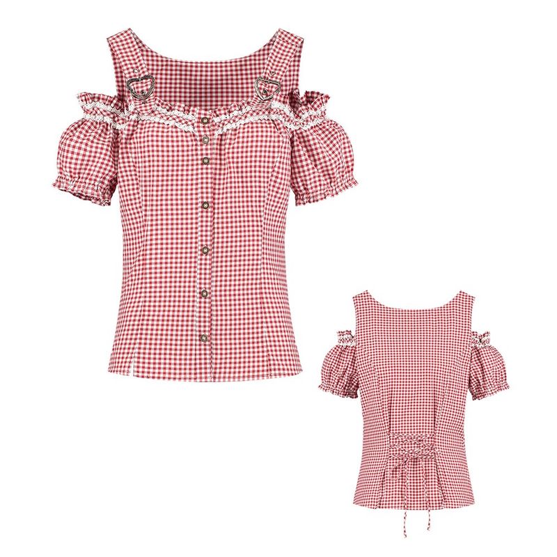 Kostyme bluse rød Oktoberfest, dame str. 48