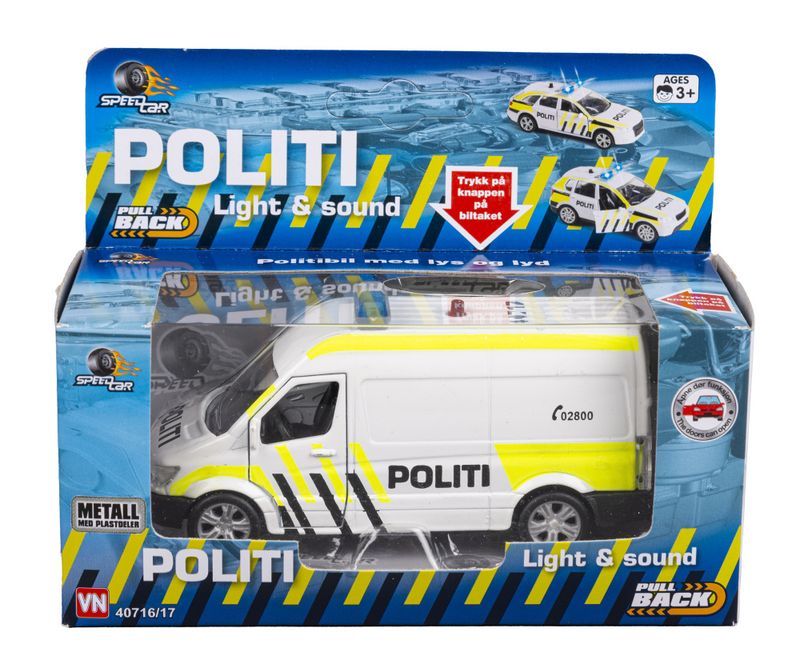 Politibil med lyd og lys