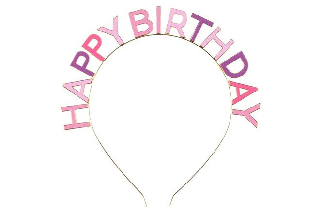 Hovedbilde Tiara metallic rosa Happy Birthday