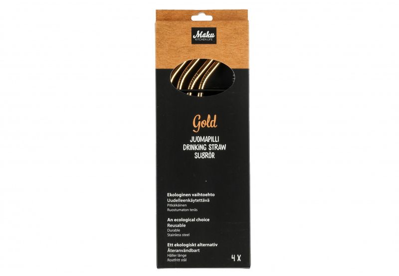Maku Sugerør i rustfritt stål. 4pk. 3 ass.farger