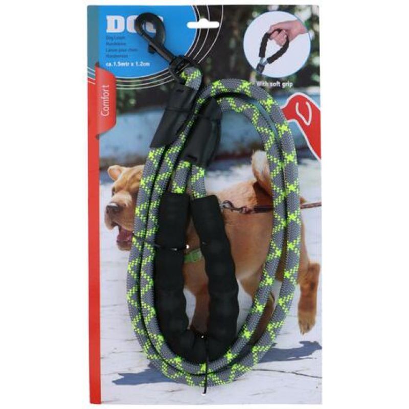 Hundebånd soft grip 150cm lang, 1,2cm tykk