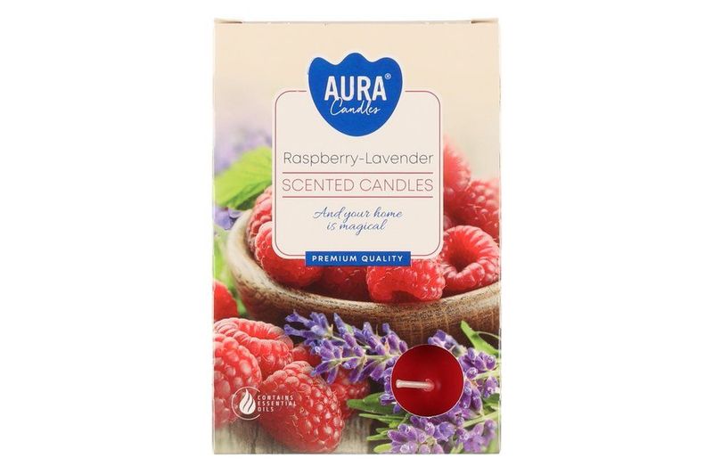 Duftlys telys Rasberry-White lavender 6pk
