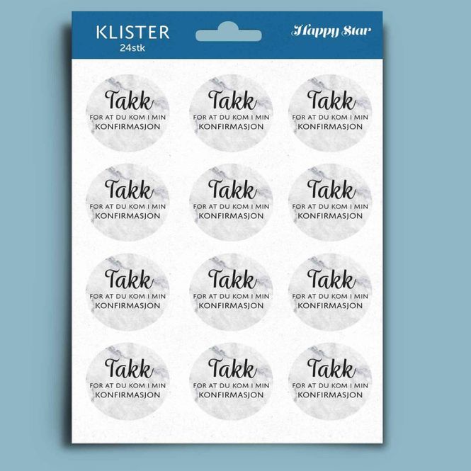 Hovedbilde Stickers 24stk - Konfirmasjon 